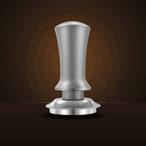 Adjustable depth espresso tamper in silver