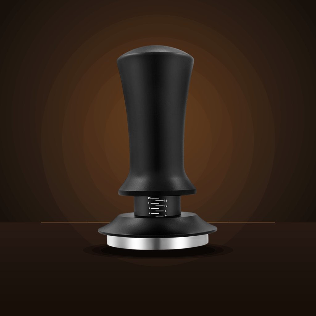 Adjustable depth espresso tamper in black