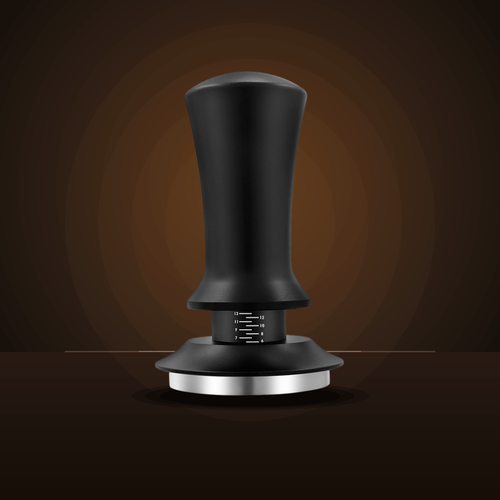Adjustable depth espresso tamper in black