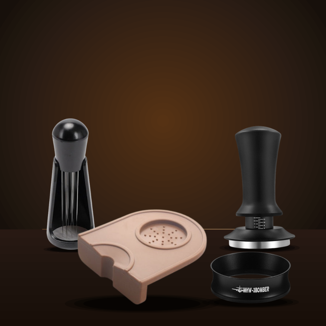 Breville 54mm Puck Prep Kit: WDT tool with stand, adjustable depth tamper 53mm, silicone tamping mat and magnetic dosing funnel 54mm