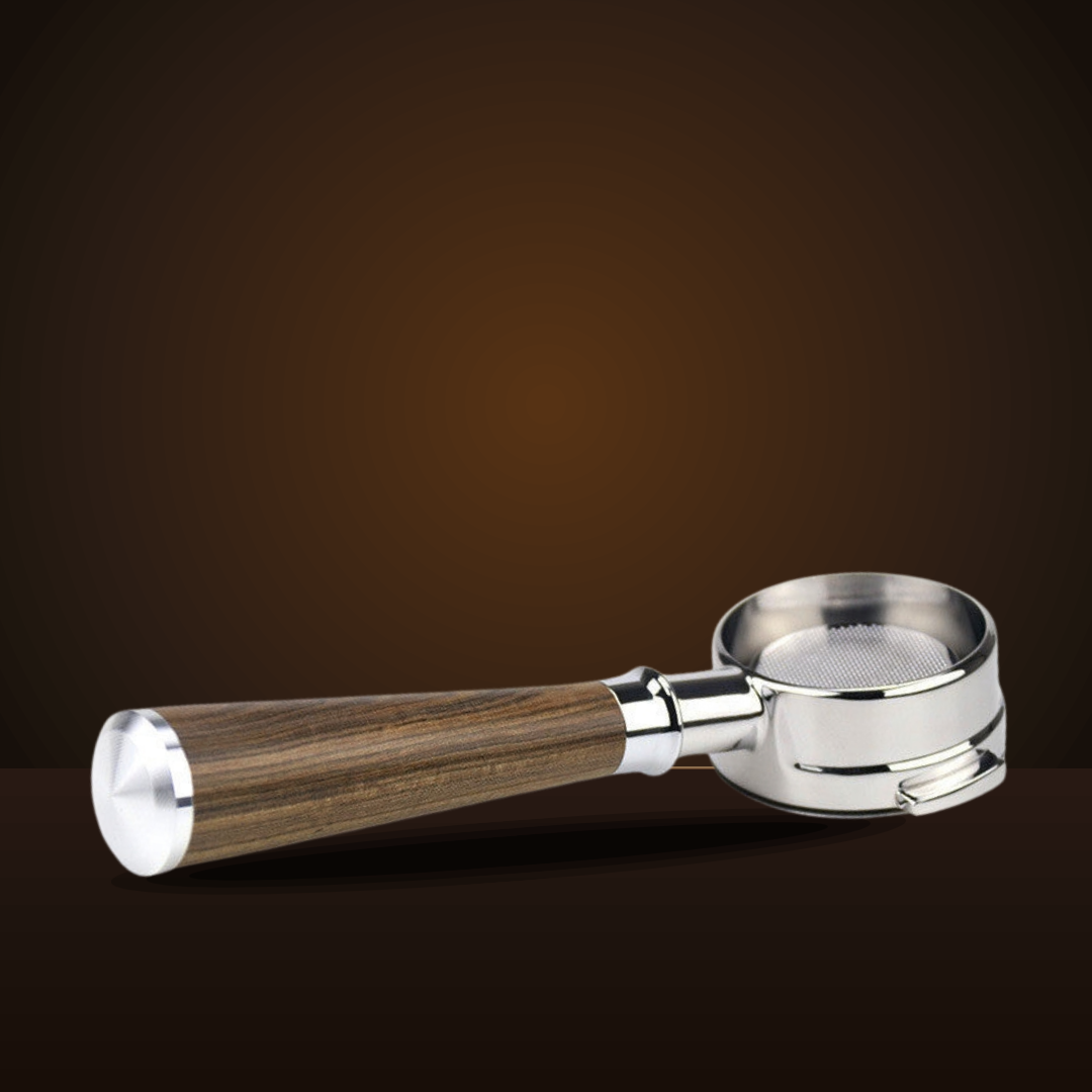 Bottomless portafilter 58mm with black rosewood handle